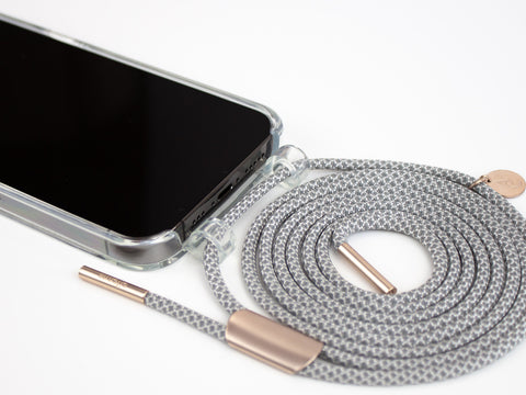 Handykette mit CLEAR Smart Case & Kordel Foggy