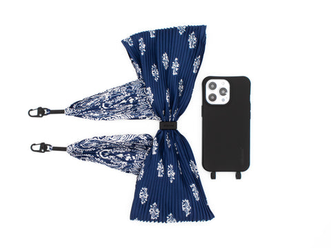 NEU eilenna Handyhülle für iPhone Samsung mit Plisseetuch Band, Farbe CROW Schwarz und BANDANA, Handarbeit, Limited Edition