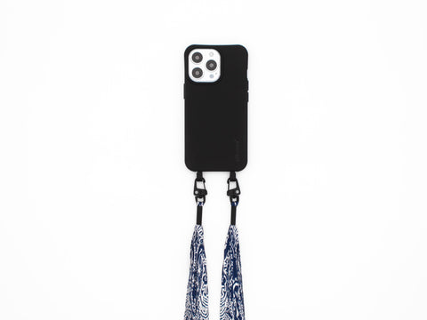 NEU eilenna Handyhülle für iPhone Samsung mit Plisseetuch Band, Farbe CROW Schwarz und BANDANA, Handarbeit, Limited Edition