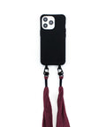 NEU eilenna Handyhülle für iPhone und Samsung mit Plisseetuch Band, CROW Schwarz und BURGUNDY Weinrot, Handarbeit, Limited Edition