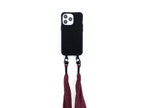 NEU eilenna Handyhülle für iPhone und Samsung mit Plisseetuch Band, CROW Schwarz und BURGUNDY Weinrot, Handarbeit, Limited Edition