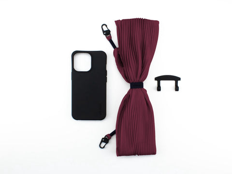 NEU eilenna Handyhülle für iPhone und Samsung mit Plisseetuch Band, CROW Schwarz und BURGUNDY Weinrot, Handarbeit, Limited Edition