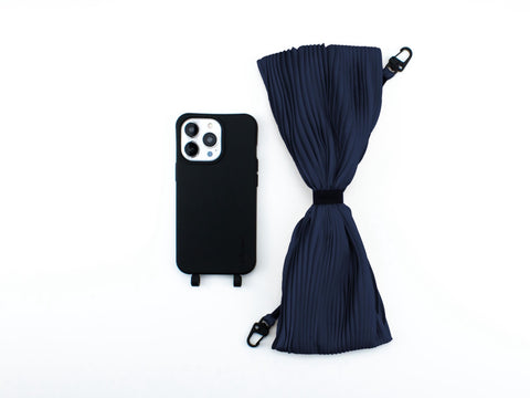 NEU eilenna Handyhülle für iPhone und Samsung mit Plisseetuch Band, CROW Schwarz und MITTERNACHTSBLAU, Handarbeit, Limited Edition