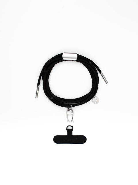 eilenna universal Handykette mit Karabiner und Patch, Kordel in BLACK BEAUTY