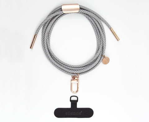 eilenna universal Handykette mit Karabiner und Patch, Kordel in FOGGY