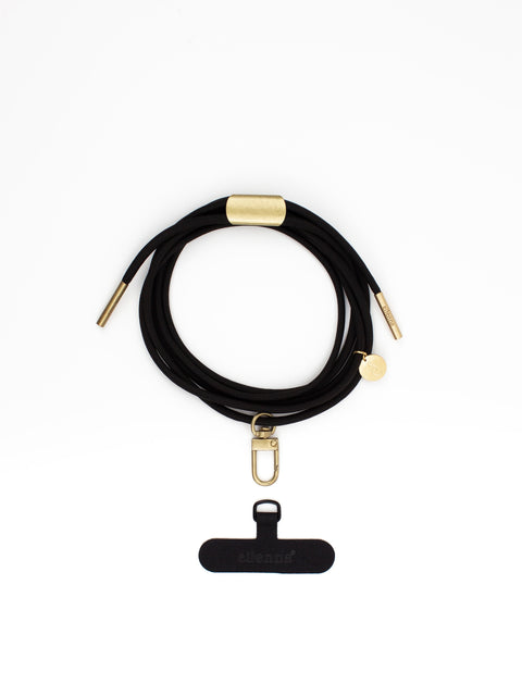 eilenna universal Handykette mit Karabiner und Patch, Kordel in BLACK BEAUTY